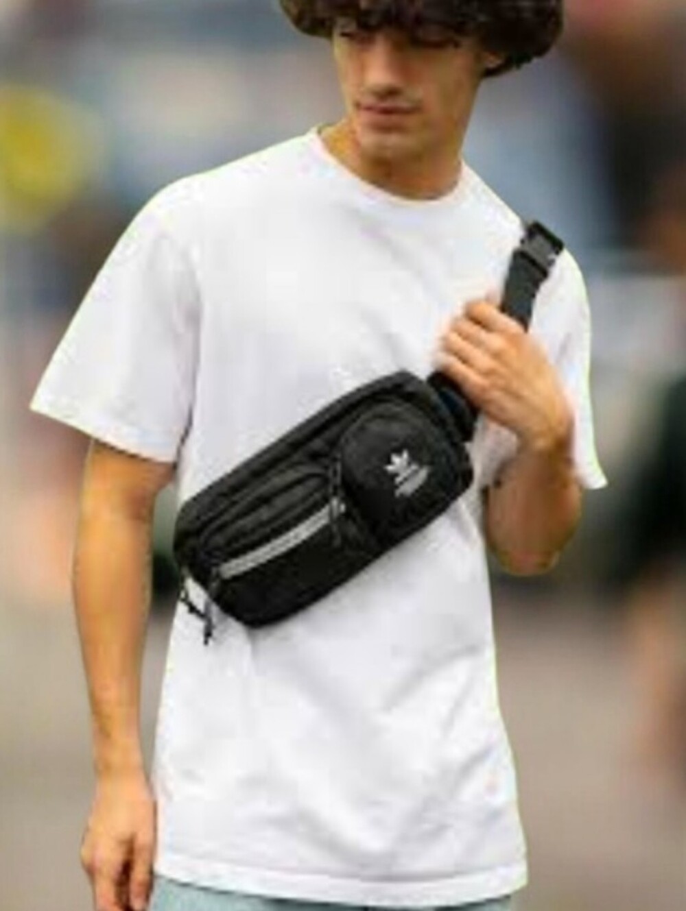 adidas Black Sling Waist Pack with Zip Pockets